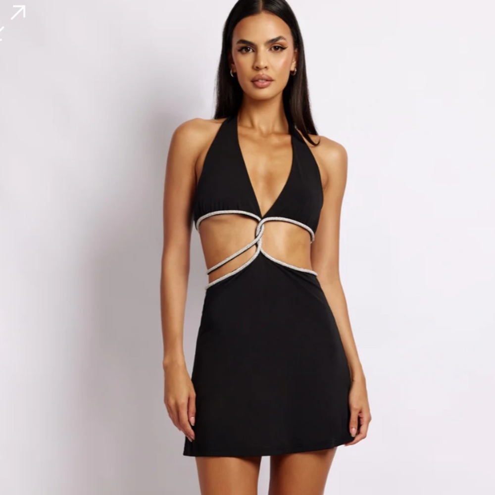 Meshki Nicha Halter Mini Dress With Cut Outs - Black